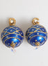 Dolce & Gabbana Gold Brass Blue Christmas Ball Crystal Drop Clip On Earrings