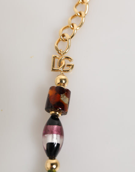 Dolce & Gabbana Multicolor Murano Glass Beads Brass Women Jewelry Necklace