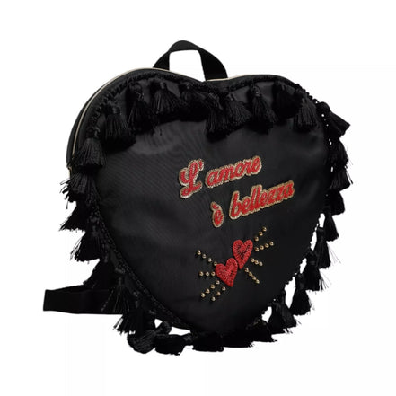 Dolce & Gabbana Μαύρο Παιδικό Σακίδιο Πλάτης με Διακοσμητικό Καρδιά L'Amore