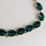 Dolce & Gabbana Red Rose Green Crystal Gold-Tone Chain Necklace