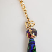 Dolce & Gabbana Multicolor Murano Glass Beads Gold Brass Chain Jewelry Necklace