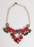 Dolce & Gabbana Red Rose Floral Crystal Embellished Statement Jewelry Necklace