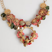 Dolce & Gabbana Red Rose Floral Crystal Embellished Statement Jewelry Necklace