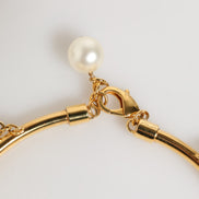 Dolce & Gabbana Gold Brass Faux Pearl Crystal Statement Luxury Jewelry Necklace