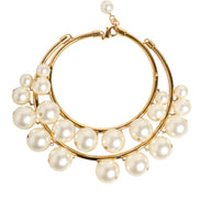 Dolce & Gabbana Gold Brass Faux Pearl Crystal Statement Luxury Jewelry Necklace