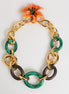 Dolce & Gabbana Multicolor Gold Brass Tiger Lily Floral Chai Necklace