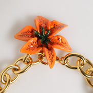 Dolce & Gabbana Multicolor Gold Brass Tiger Lily Floral Chai Necklace