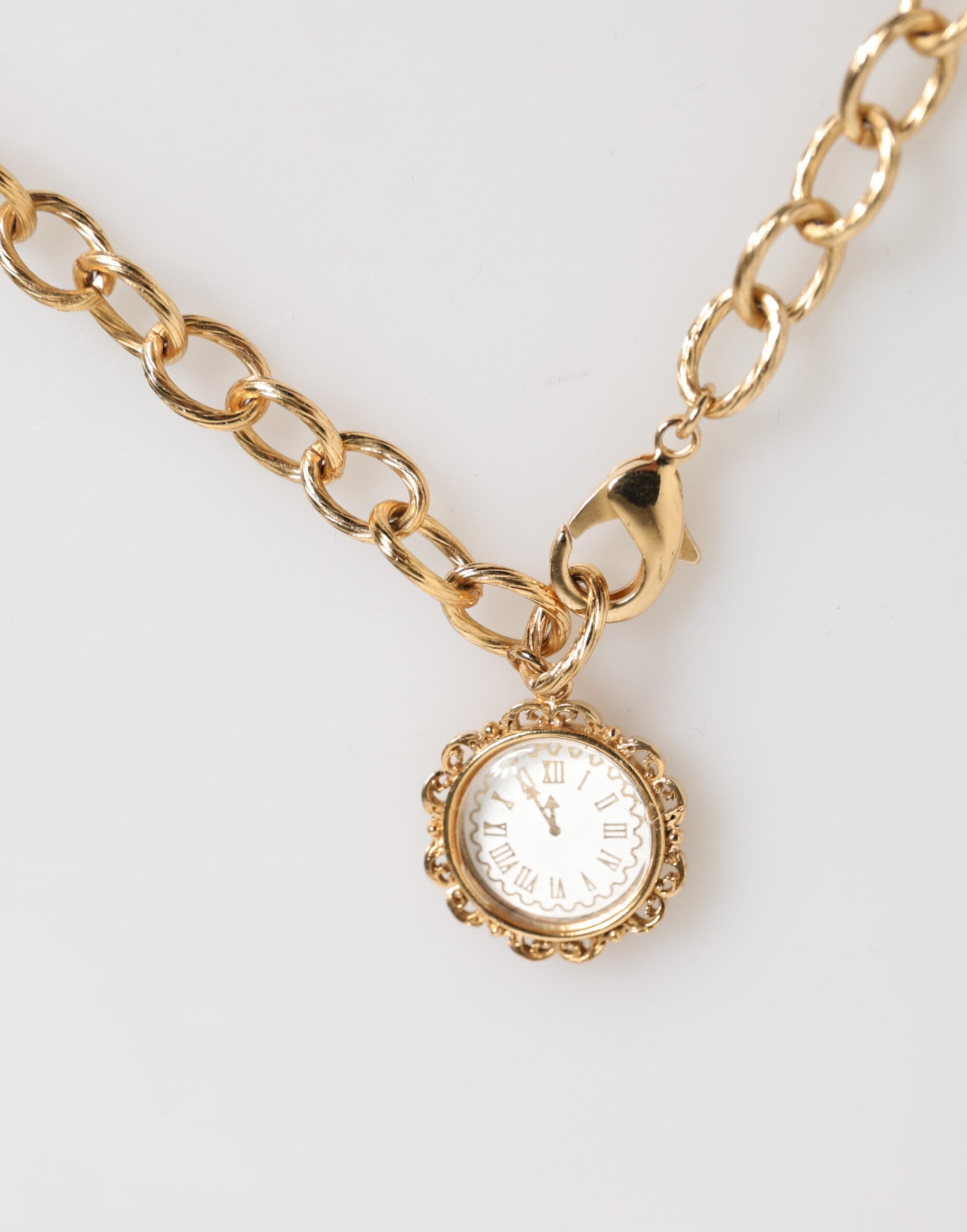 Κολιέ-Μενταγιόν Dolce & Gabbana Gold Crystal Clock Face Statement Jewelry