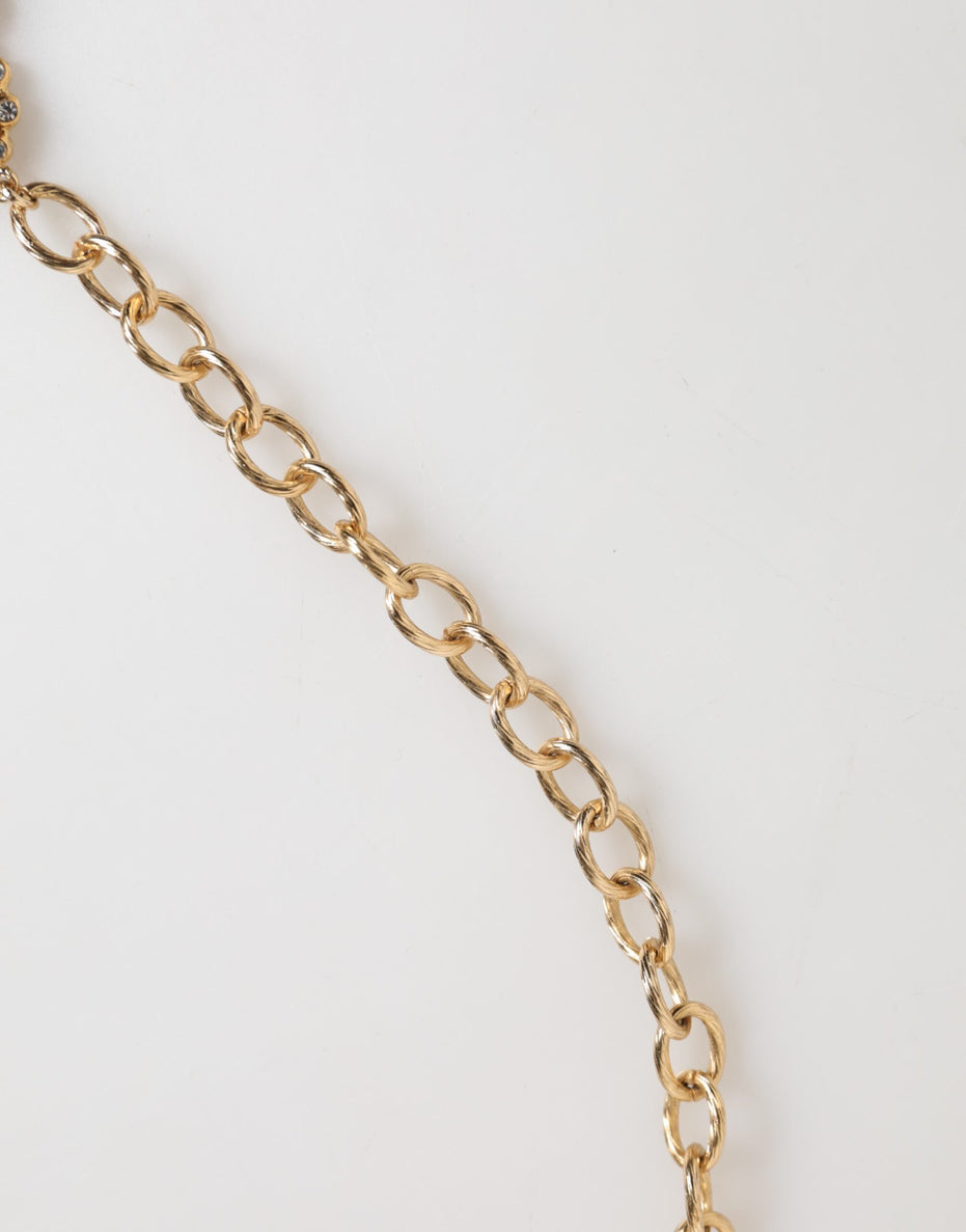 Κολιέ-Μενταγιόν Dolce & Gabbana Gold Crystal Clock Face Statement Jewelry