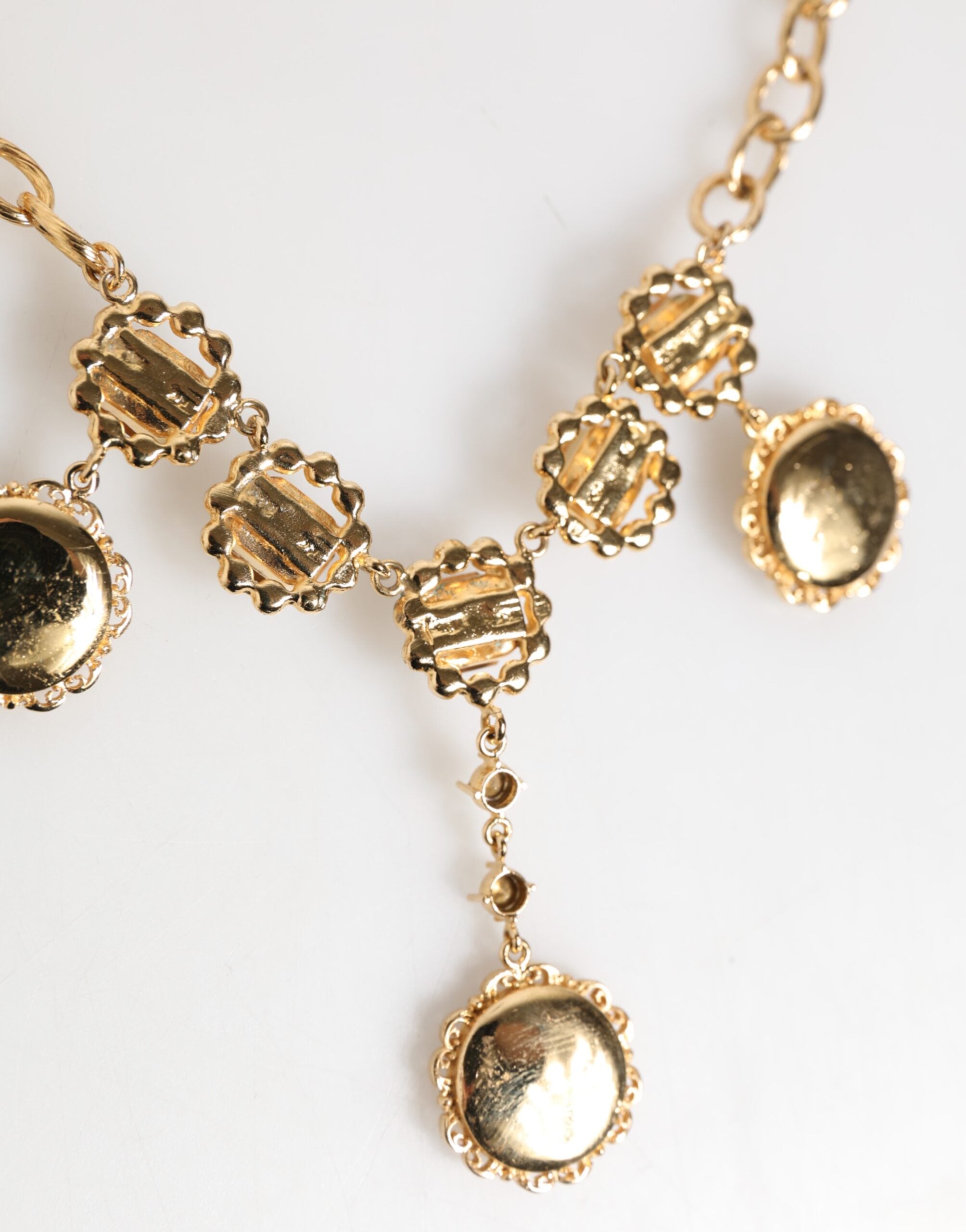 Κολιέ-Μενταγιόν Dolce & Gabbana Gold Crystal Clock Face Statement Jewelry