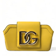 Τσάντα Φάκελος Dolce & Gabbana Κίτρινο Λείο Δέρμα με Λογότυπο DG, Τσάντα Χιαστί