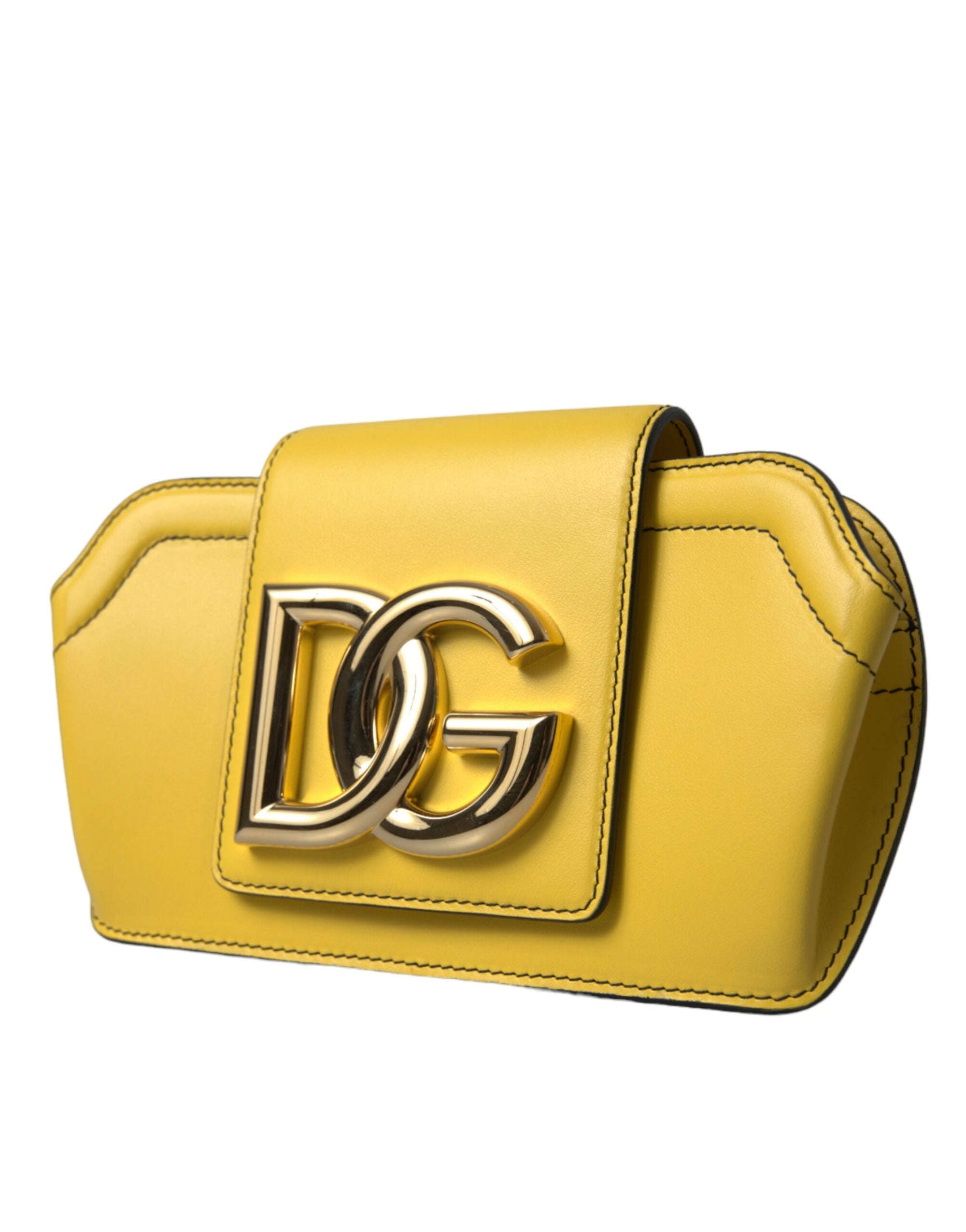 Τσάντα Φάκελος Dolce & Gabbana Κίτρινο Λείο Δέρμα με Λογότυπο DG, Τσάντα Χιαστί