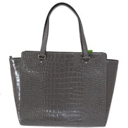 Kate Spade Grey Croc Embossed Leather Elissa Bristol Drive Tote Handbag Bag