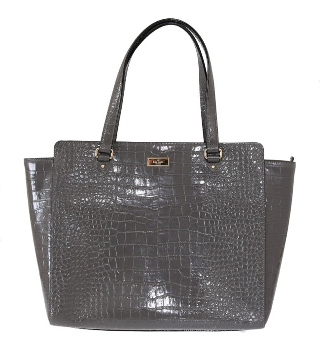 Γυναικεία Τσάντα Ώμου Kate Spade Elissa Bristol Drive από Γκρι Δέρμα με Ανάγλυφο Κροκόδειλο