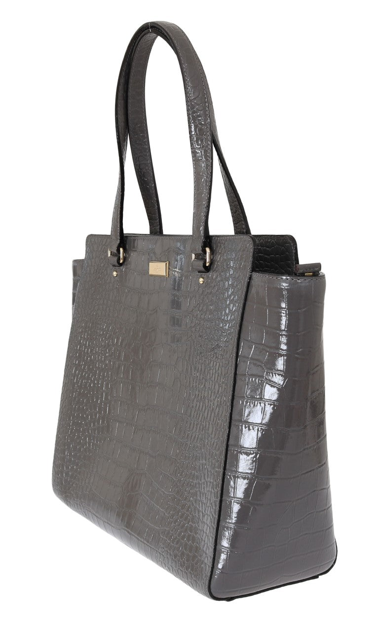 Γυναικεία Τσάντα Ώμου Kate Spade Elissa Bristol Drive από Γκρι Δέρμα με Ανάγλυφο Κροκόδειλο