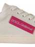 Dolce & Gabbana White Suede Leather Low Top Sneakers Shoes