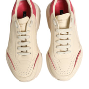 Dolce & Gabbana White Pink Leather Daymaster Sneakers Shoes