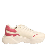 Dolce & Gabbana White Pink Leather Daymaster Sneakers Shoes