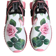 Dolce & Gabbana White Rose Print Sorrento Sneakers Shoes