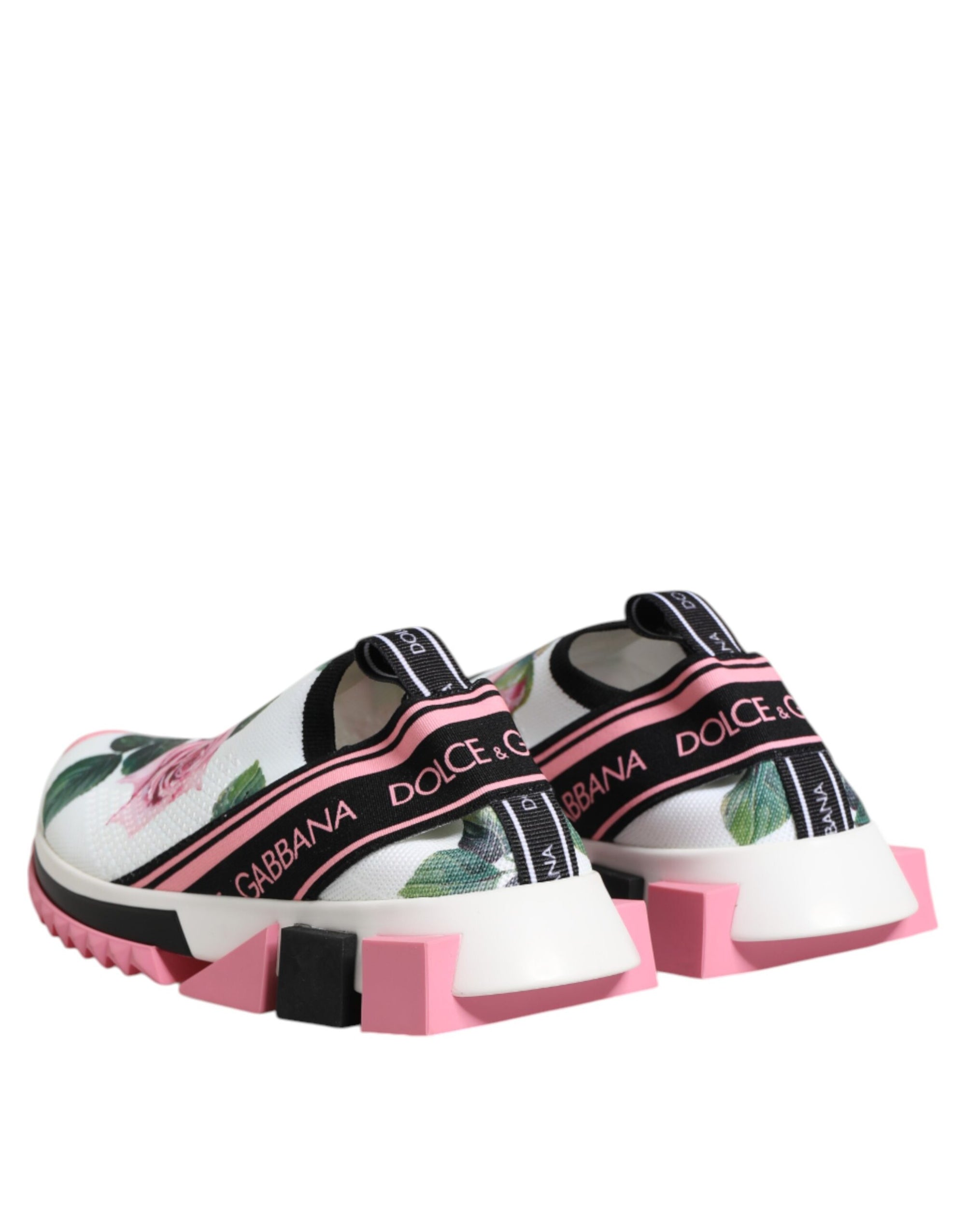Dolce & Gabbana White Rose Print Sorrento Sneakers Shoes