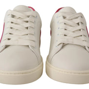 Dolce & Gabbana White Suede Leather Low Top Sneakers Shoes