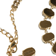 Dolce & Gabbana Gold Brass Link Chain Rose Petal Crystal Necklace