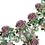 Dolce & Gabbana Gold Brass Link Chain Rose Petal Crystal Necklace