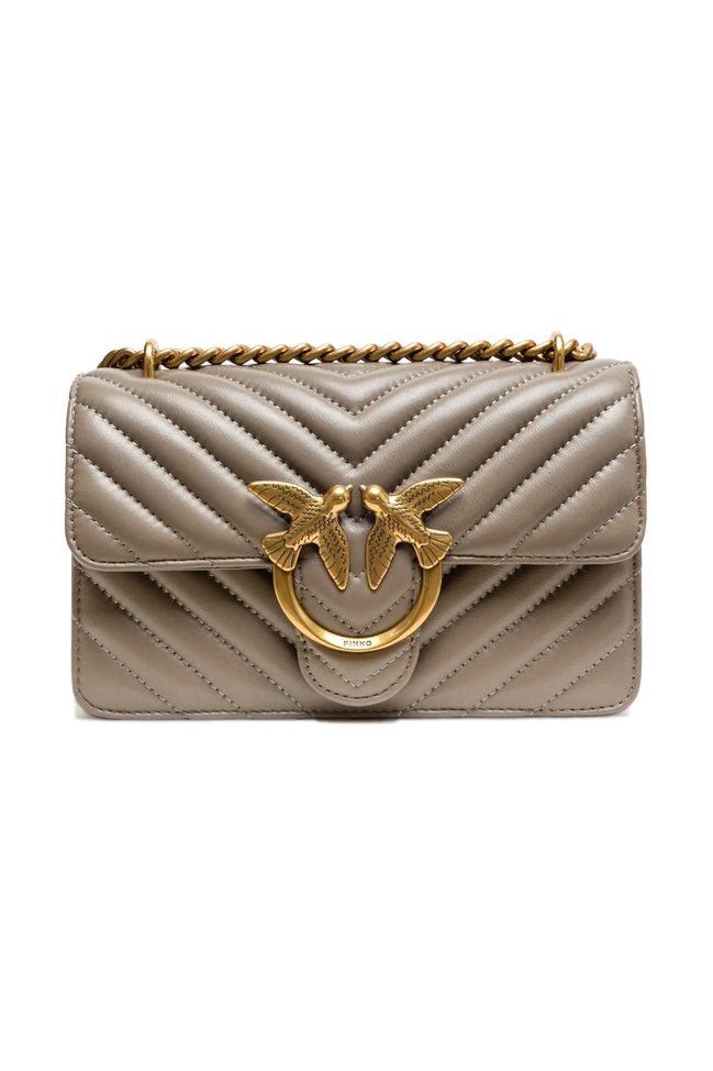 PINKO Γκρι Δερμάτινη Τσάντα Ώμου Love One Mini