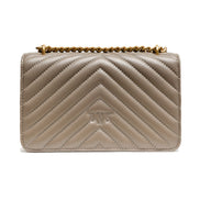 PINKO Grey Leather Love One Mini Shoulder Bag