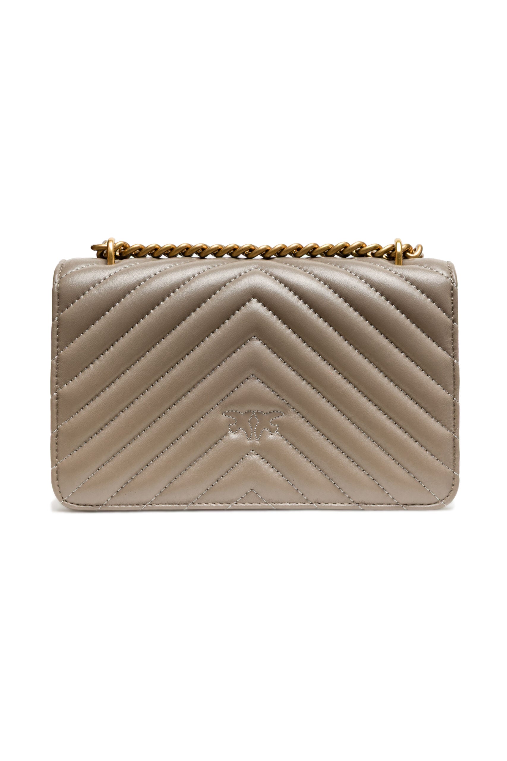 PINKO Γκρι Δερμάτινη Τσάντα Ώμου Love One Mini