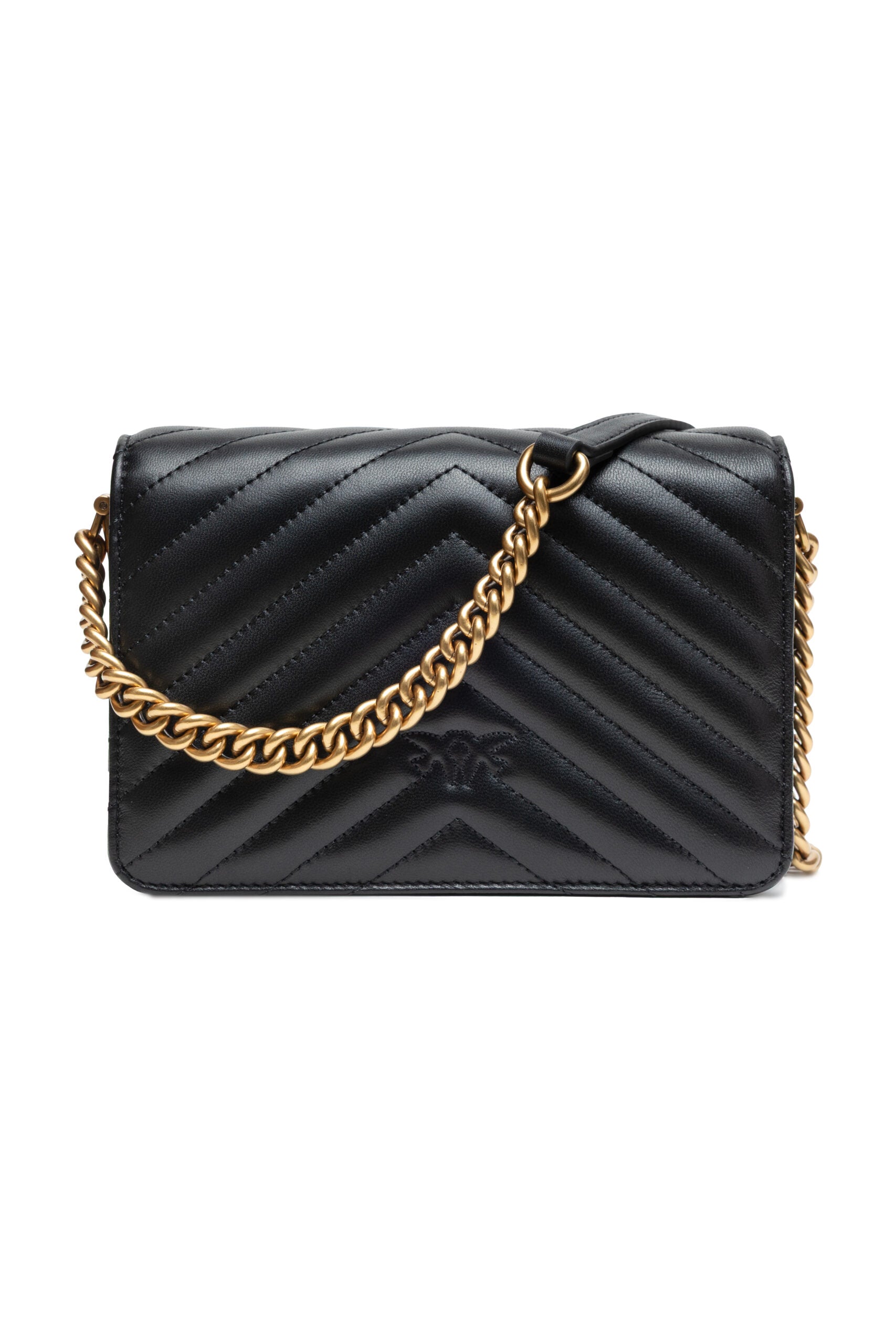 PINKO Μαύρη Δερμάτινη Τσάντα Ώμου Love Click Mini