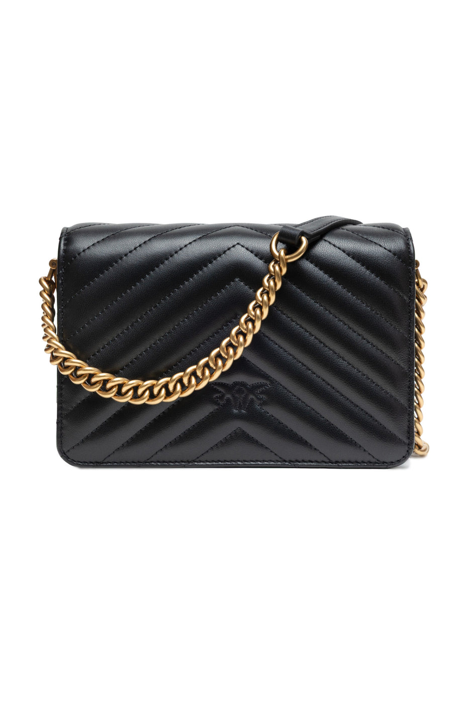 PINKO Μαύρη Δερμάτινη Τσάντα Ώμου Love Click Mini