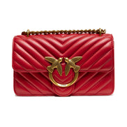 PINKO Red Leather Love One Mini Shoulder Bag