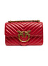 PINKO Red Leather Love One Mini Shoulder Bag