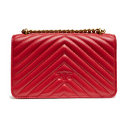 PINKO Red Leather Love One Mini Shoulder Bag