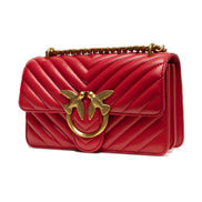 PINKO Red Leather Love One Mini Shoulder Bag