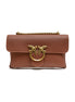 PINKO Brown Leather Love Boucle Riga Shoulder Bag