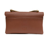 PINKO Brown Leather Love Boucle Riga Shoulder Bag