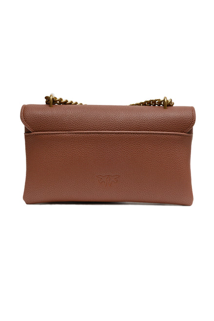 PINKO Γυναικεία Τσάντα Ώμου Love Boucle Riga από Καφέ Δέρμα