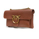 PINKO Brown Leather Love Boucle Riga Shoulder Bag