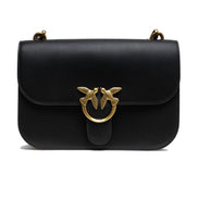 PINKO Black Leather Love Bell Classic Shoulder Bag