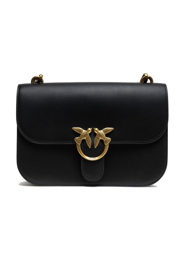 PINKO Μαύρη Δερμάτινη Τσάντα Ώμου Love Bell Classic
