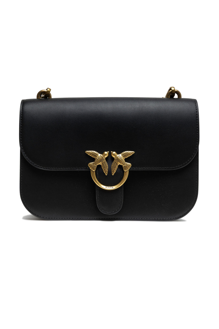 PINKO Μαύρη Δερμάτινη Τσάντα Ώμου Love Bell Classic