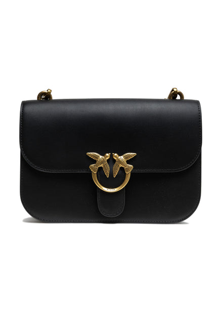 PINKO Μαύρη Δερμάτινη Τσάντα Ώμου Love Bell Classic