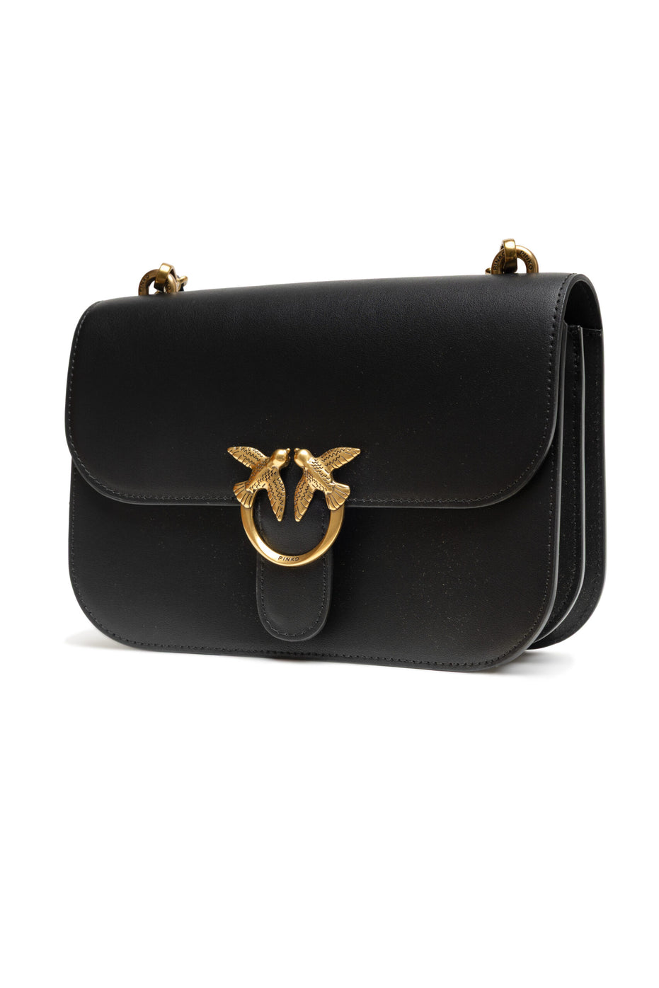 PINKO Μαύρη Δερμάτινη Τσάντα Ώμου Love Bell Classic