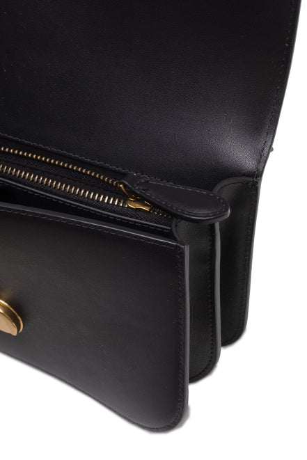 PINKO Black Leather Love Bell Classic Shoulder Bag