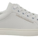 Dolce & Gabbana White Suede Leather Low Top Sneakers Shoes