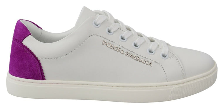 Παπούτσια Dolce & Gabbana Λευκά Δερμάτινα Σουέντ Χαμηλά Sneakers  