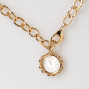 Dolce & Gabbana Gold Crystal Clock Pendant Statement Jewelry Necklace