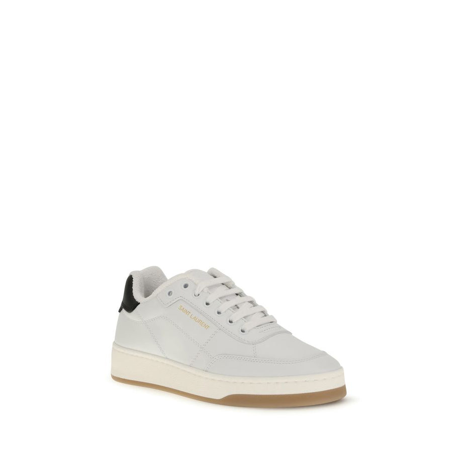Saint Laurent Λευκά Δερμάτινα Μοσχαρίσια Χαμηλά Sneakers Bos Taurus